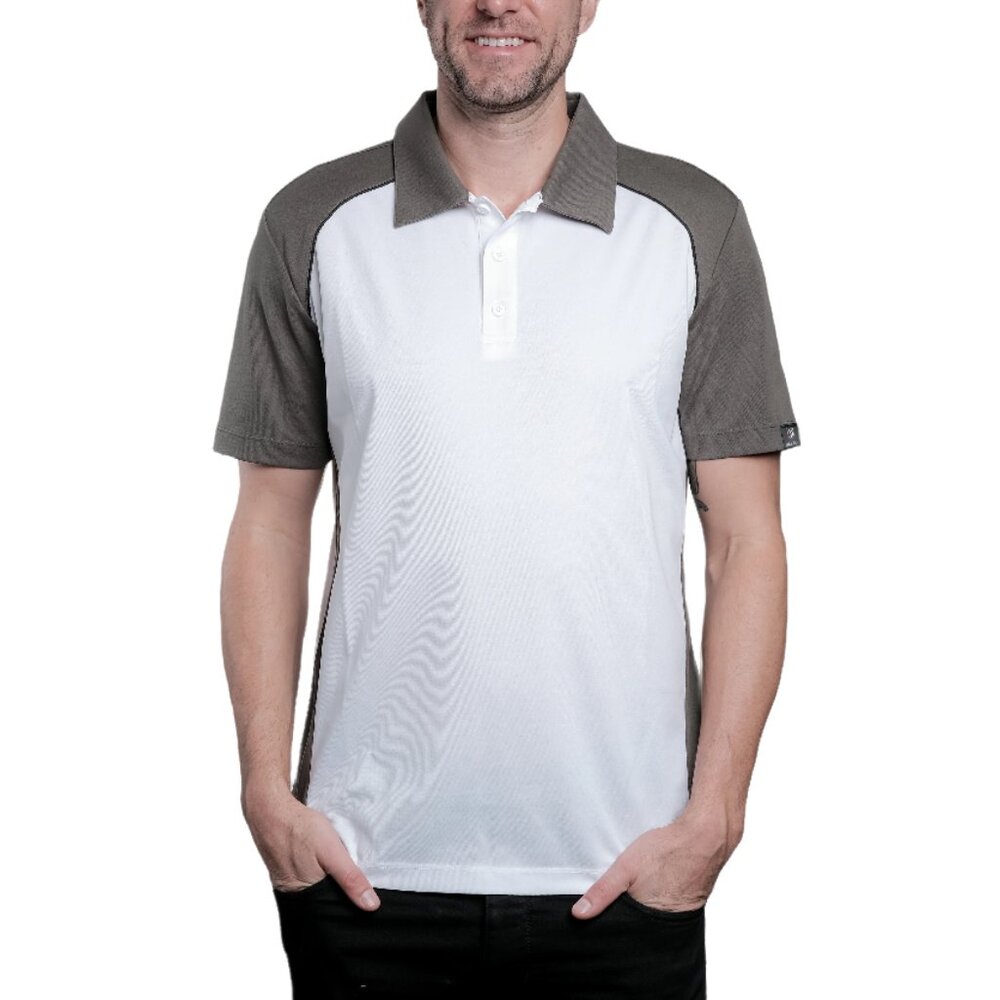 Flight Pilot White/Grey/Black Button Polo